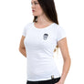 Ladies Fitted Black Skull White Tee